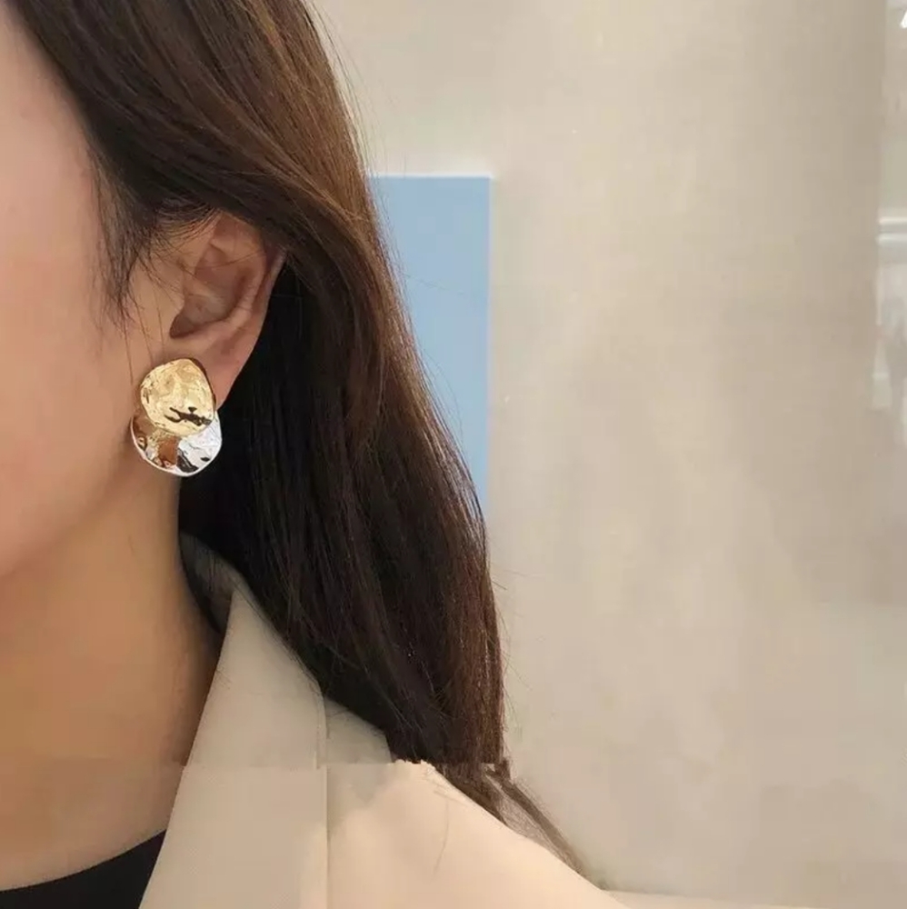 Geometric Irregular Gold Silver Drop Earrings